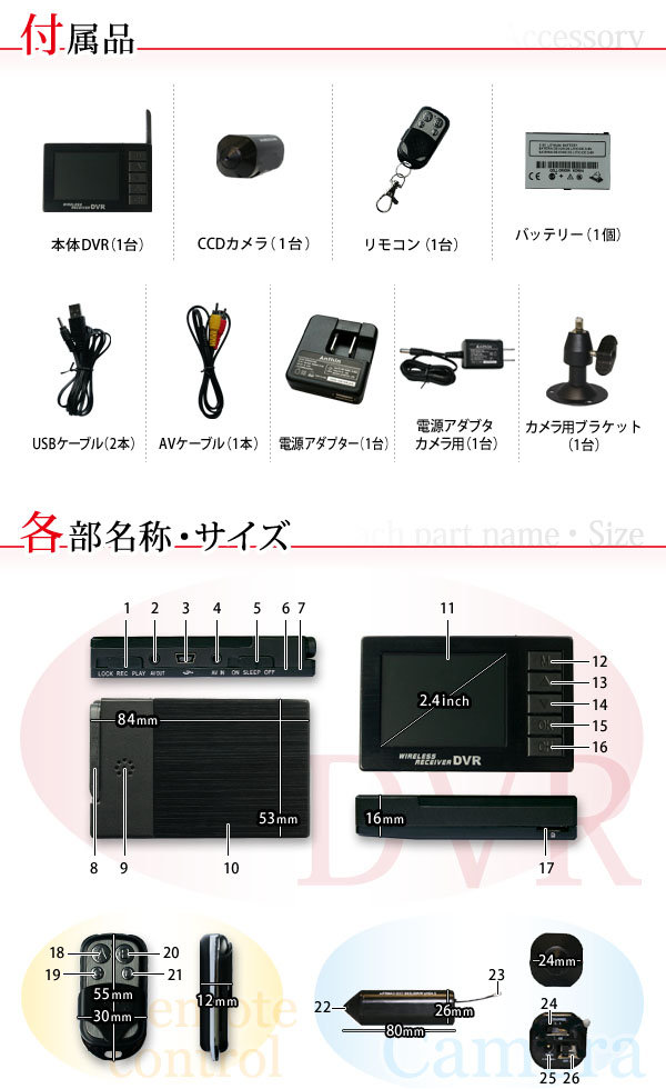 超小型ビデオカメラ Angel Eye　2.4インチ液晶ポータブルビデオレコーダー＆ワイヤレス小型カメラ1台セット　DV01-C600のポイント5