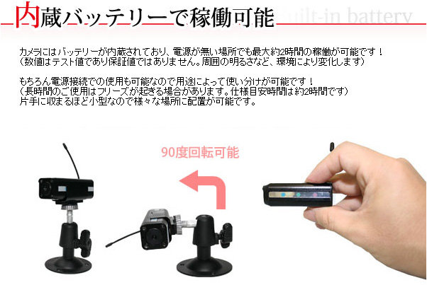 超小型ビデオカメラ 赤外線LED搭載カメラ＆液晶付きワイヤレス受信機セット（DV01-C303）のポイント1
